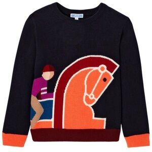 Jacadi  Sweater with Orange Horse Intarsia